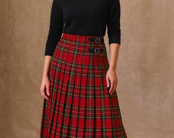 Ladies Tartan Hostess Maxi Skirt Scottish Pleated Women Maxi Available in 50+ Tartan Size 26" to 54"