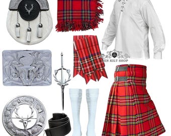 Men's Scottish 11 Pieces Stagehead Wedding kilt outfit Highland Wedding Kilt set Available in 50+ Tartan Colors