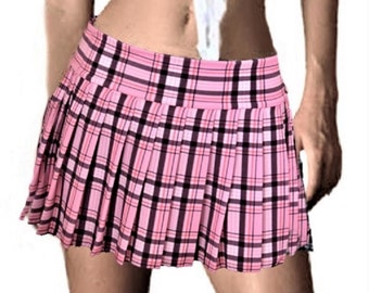 REGULAR MINI Spandex Rock kariert Plissiert (SpandexBabyPink)