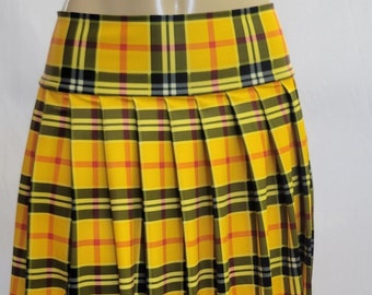REGULAR MINI Spandex Skirt Plaid Pleated (Honey)