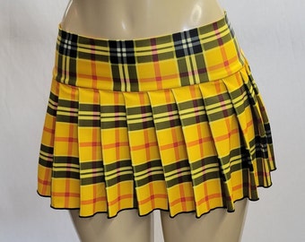 Adult MICRO MINI Spandex Skirt Plaid Pleated (Honey) XS-6X