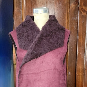 Burgundy Faux Fur Vest w/ Dark Burgundy Faux Fur