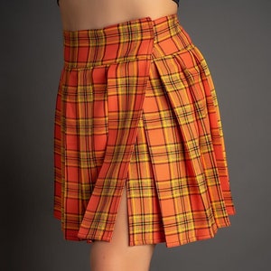 LONG SKIRT Pleated Plaid (Orange)