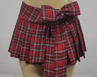 80〜90s Vintage Quilt Pleats Check Skirt Vintage Pleated Check Mini Skirt, 90s Grunge Plaid Kilt