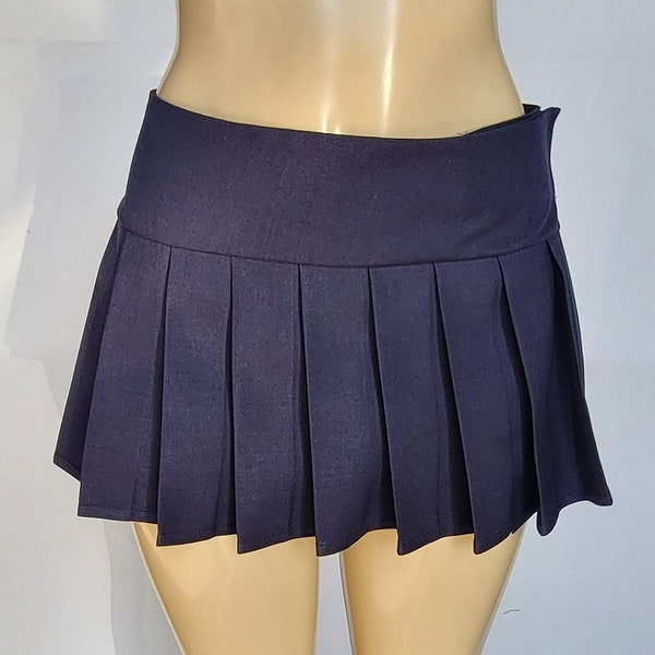 MICRO MINI Skirt Plaid Pleated (Navy)