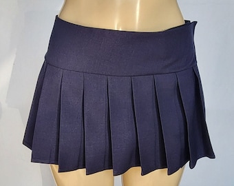 MICRO MINI Skirt Plaid Pleated (Navy)