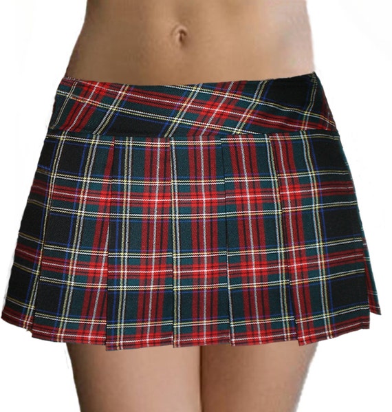 Red Junior to Plus Size Schoolgirl Tartan Plaid Pleated Mini Skirt ...