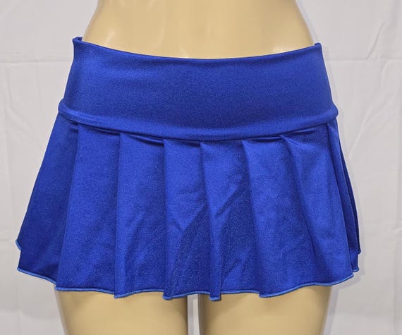MICRO MINI Spandex Skirt Plaid Pleated (ElectricBlue)