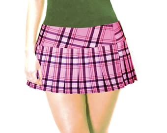 MICRO MINI Rock kariert plissiert (babypink)