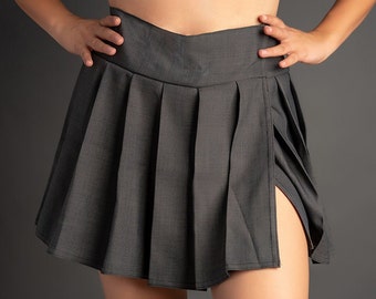 REGULAR MINI Skirt Plaid Pleated (Gray)