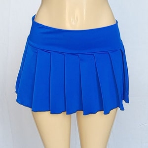 MICRO MINI Spandex Skirt Plaid Pleated (Azure)