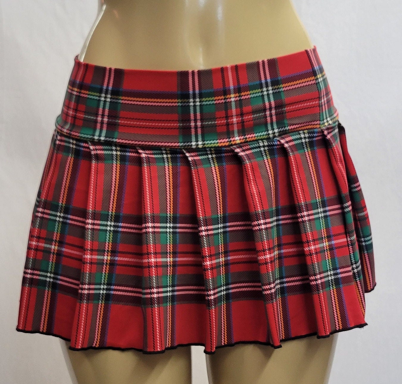 MICRO MINI Spandex Skirt Plaid Pleated (redspandex) - Etsy