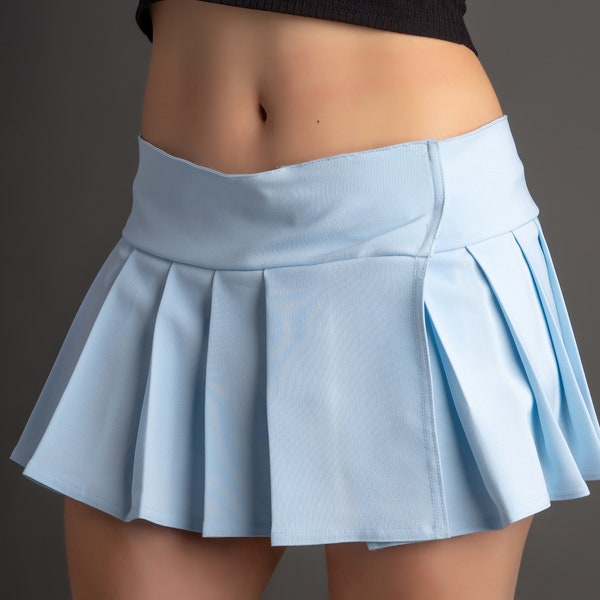 MICRO MINI Skirt Plaid Pleated (BabyBlue)