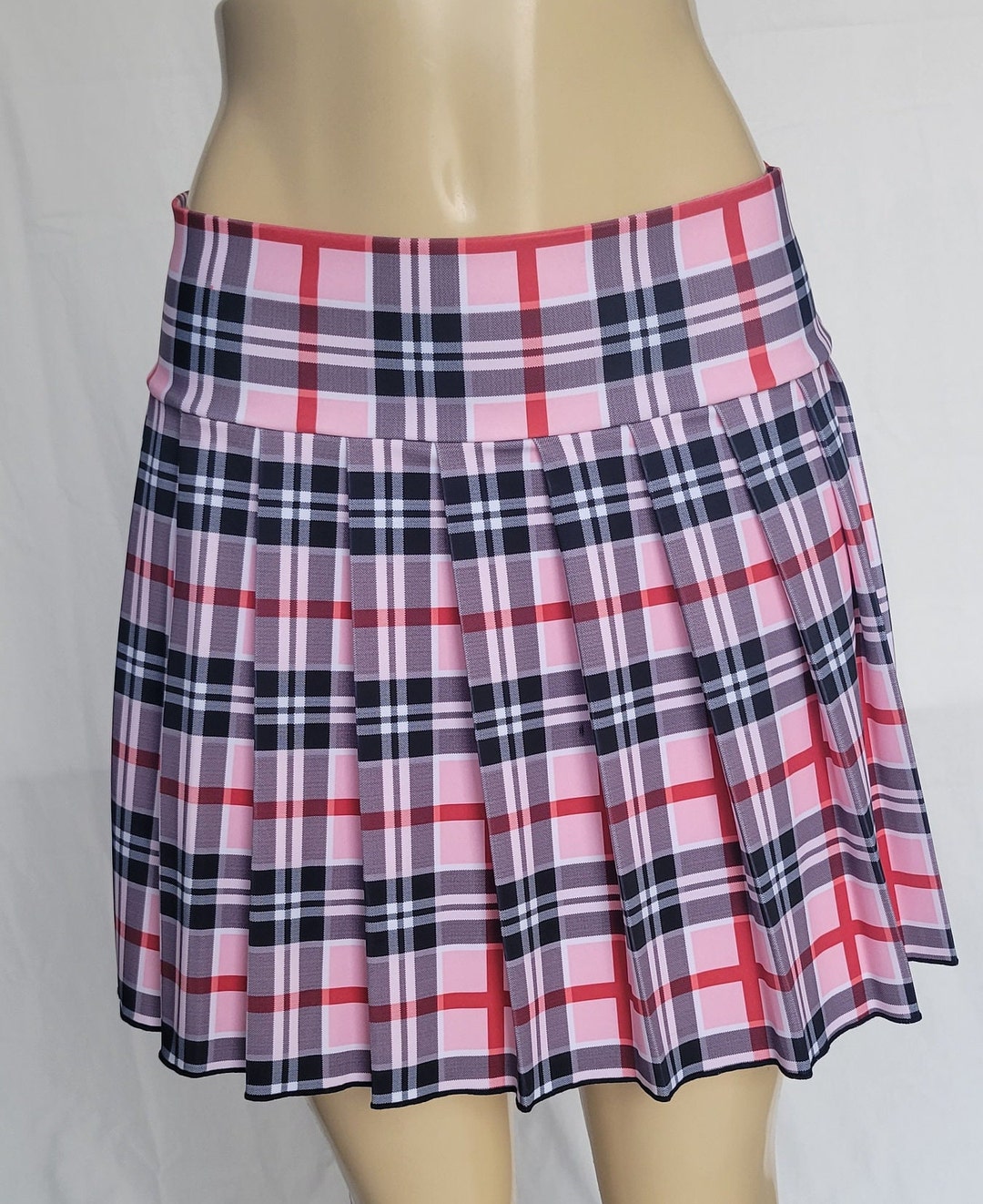 REGULAR MINI Spandex Skirt Plaid Pleated strawberry Etsy UK