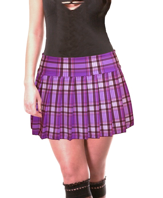 REGULAR MINI Spandex Skirt Plaid Pleated spandexpurple Etsy Canada