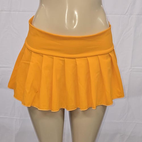 MICRO MINI Spandex Skirt Plaid Pleated (Pollen)