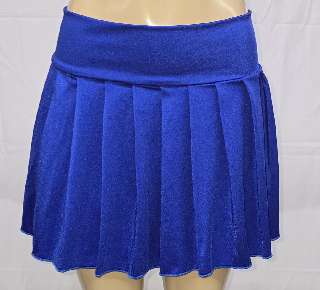 REGULAR MINI Spandex Skirt Plaid Pleated (electricblue)