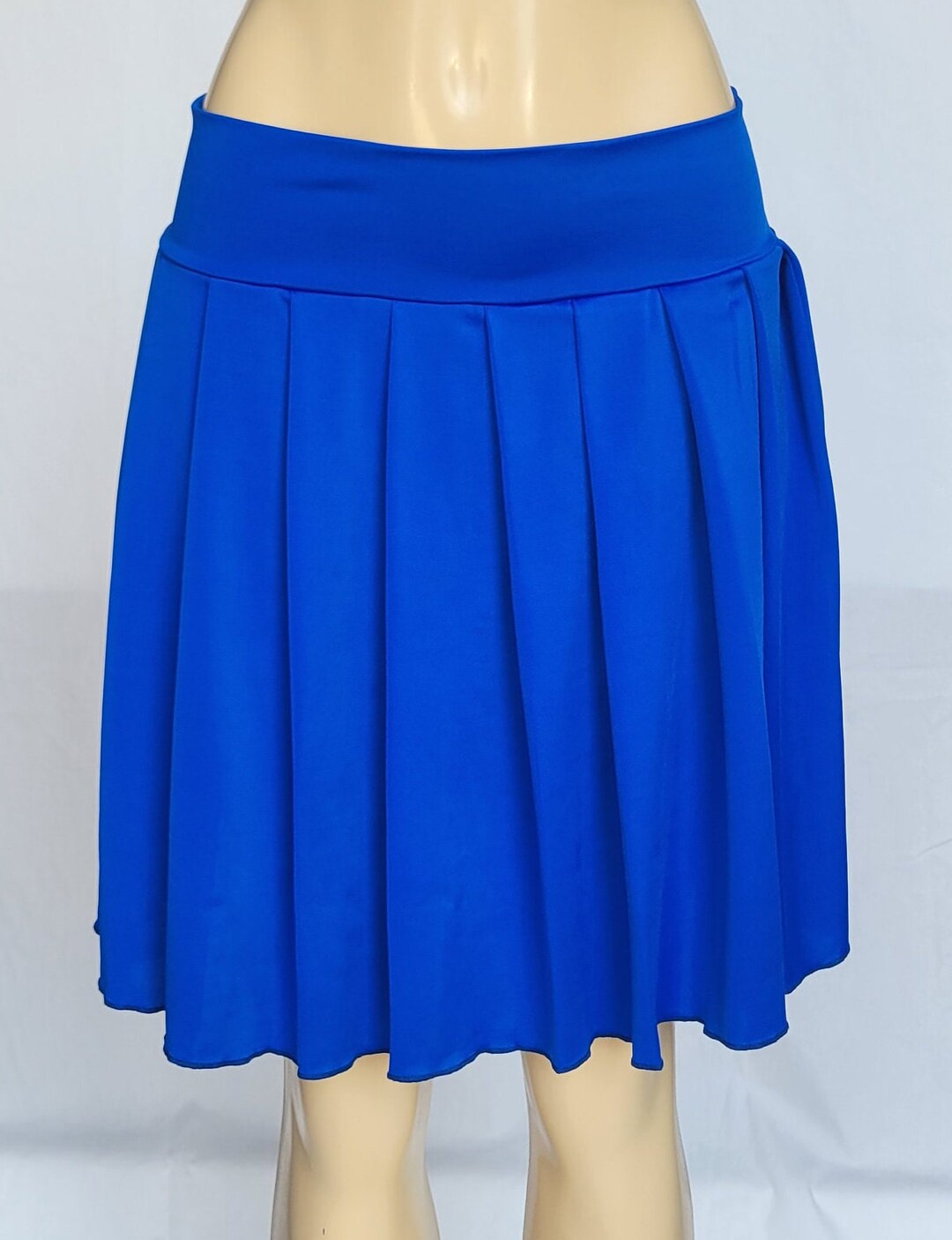 LONG SKIRT Spandex Pleated Plaid azure Etsy