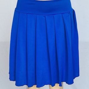 LONG SKIRT Spandex Pleated Plaid (Azure)