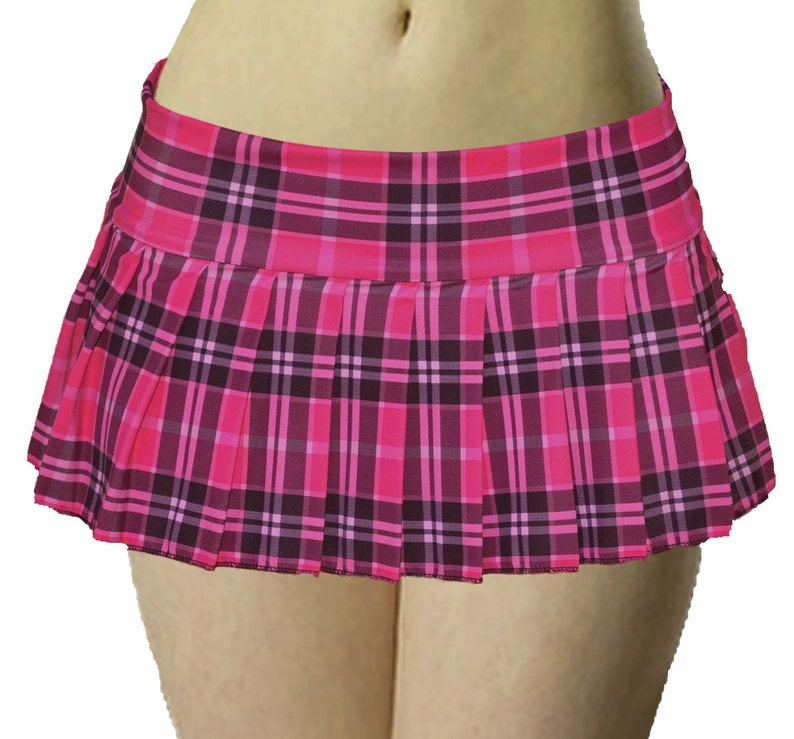 Micro Mini Skirt Plaid Pleated Lycrahotpink Etsy Canada 