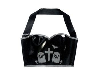 Latex Halloween Goth Graveyard Halter Crop Top