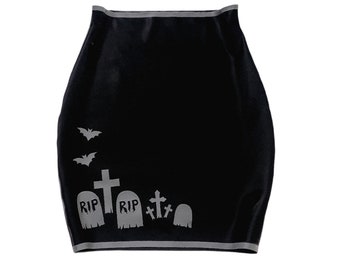 Latex Halloween Goth Graveyard Skirt