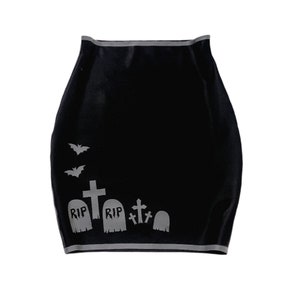 Latex Halloween Goth Graveyard Skirt