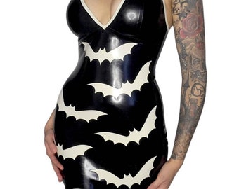 HALLOWEEN! Latex Bat Applique Halterneck Dress