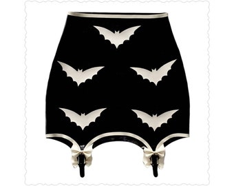 Goth Latex Halloween Bat Girdle/Suspender Skirt