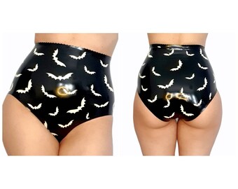 Goth Latex Halloween Bats High Waist Briefs