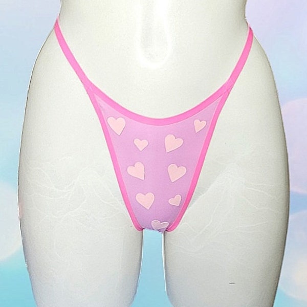 Latex 'Felt Cute' Hearts Thong