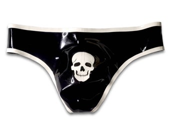 Mens Latex Skull Thong