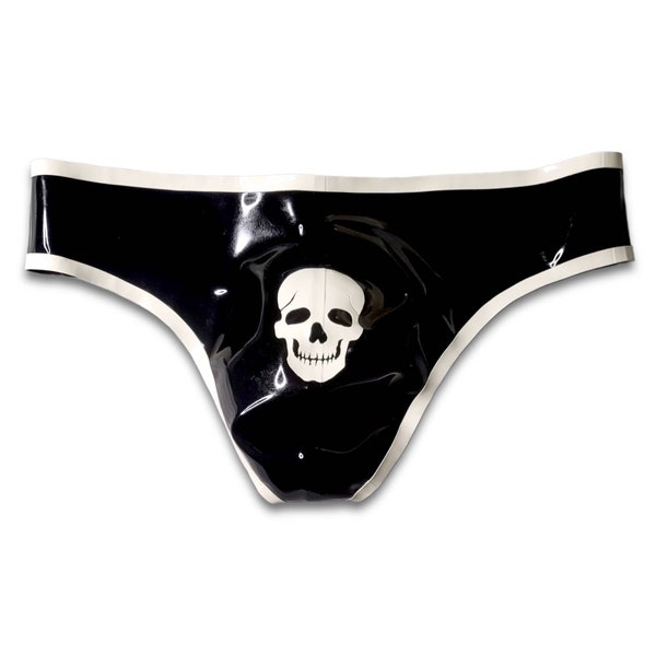 Mens Latex Skull Thong