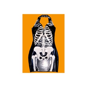Latex Halloween Skeleton Dress