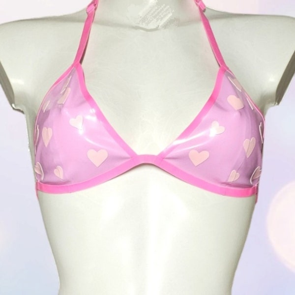 Latex 'Felt Cute' Heart Bikini Top Triangle Bra