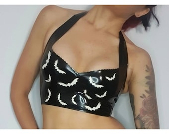 Goth Latex Halloween Bats Halter Top