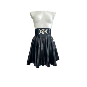 Latex Triple Goddess Pentacle Moon High Waist Skater Skirt