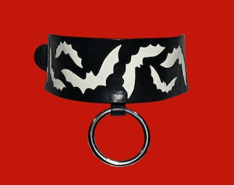 Latex Goth Halloween Bat O-Ring Choker