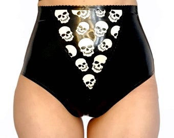 Goth Latex Skull High Waist Briefs