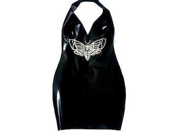 Latex Death Moth Halterneck Dress