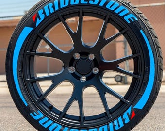 Autocollants pour pneus Bridgestone Stripe - Kit de lettrage pour pneus - Autocollants durables haut de gamme 4 tous les pneus 8 pièces 1,25 pouce