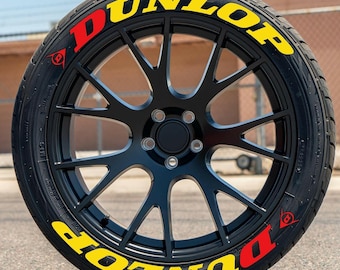 Dunlop Tire Stickers - Tire Lettering Kit – Premium Durable Decals 4 All Tires 8 pcs 1.25 inch