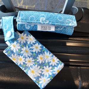 Pastels Luggage Tag & Handle Wrap Set– Travel Accessories, Fabric ID Tag, Gift for Traveler, Suitcase Identification