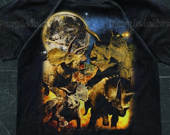 Triceratops Dinosaur Vintage 90s Style TShirt, Dinosaur Graphic Comfort Colors® Y2k Nature Tee, Jurassic Aesthetic Streetwear Unisex
