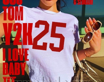 T-shirt bébé personnalisé, Slogan personnalisé, Style années 90/An 2000, Esthétique des années 2000, T-shirt court, Coquette, Emblématique, Déséquilibré, Drôle, cadeau tendance