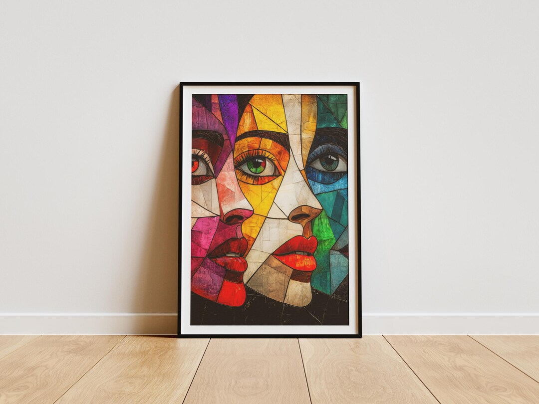 Modern Abstract Wall Art – Three Women Faces Print in Picasso Style ...