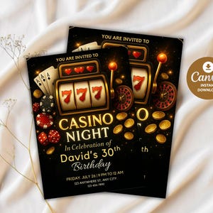 Editable Casino Birthday Invitation, 21st 30th 40th 50th Poker Birthday Party, Casino Night, Casino Retirement, Playing Cards Poker