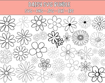 Pacote Daisy SVG: Arquivos de corte de flores para Cricut (download digital)