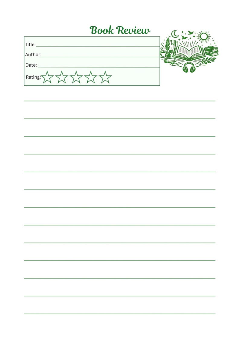 Reading Journal Printable, Book Review, Favorite Quotes Tracker ...