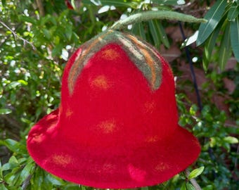Festival Felt Fruit Hat Red Strawberry Design Made From 100  display picture 2